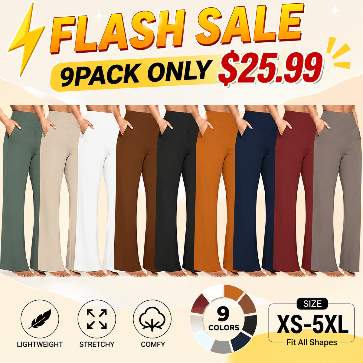 💘Women's High-Waist Wide Leg Pants – Business Casual Yoga Dress Pants with Pockets