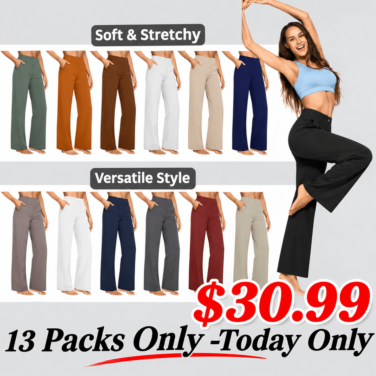 💘Women's High-Waist Wide Leg Pants – Business Casual Yoga Dress Pants with Pockets