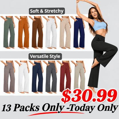 💘Women's High-Waist Wide Leg Pants – Business Casual Yoga Dress Pants with Pockets