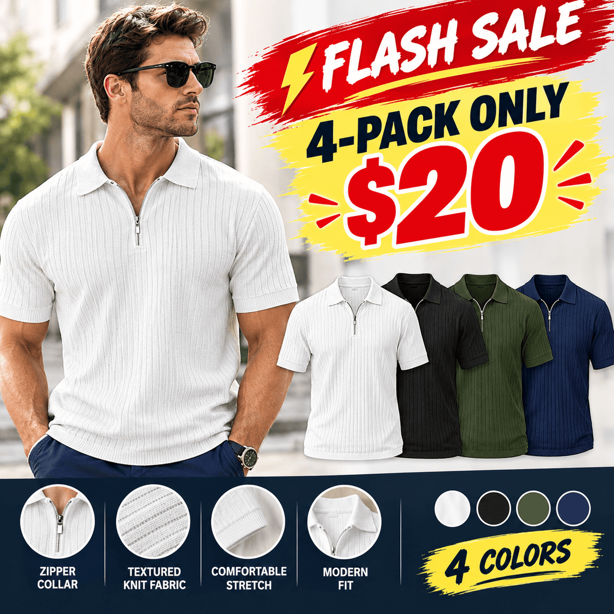 🔥2026 Flash Sale🔥Men's Zipper Polo Shirts