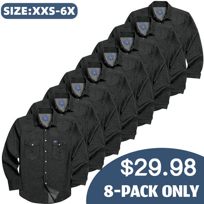 ✨Hot Sale✨Men's Long Sleeve Stone-Washed and Pre-Washed Denim Work Shirt