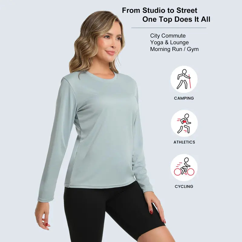 Women’s Long Sleeve Workout Top – Breathable & Quick-Dry Sports Shirt
