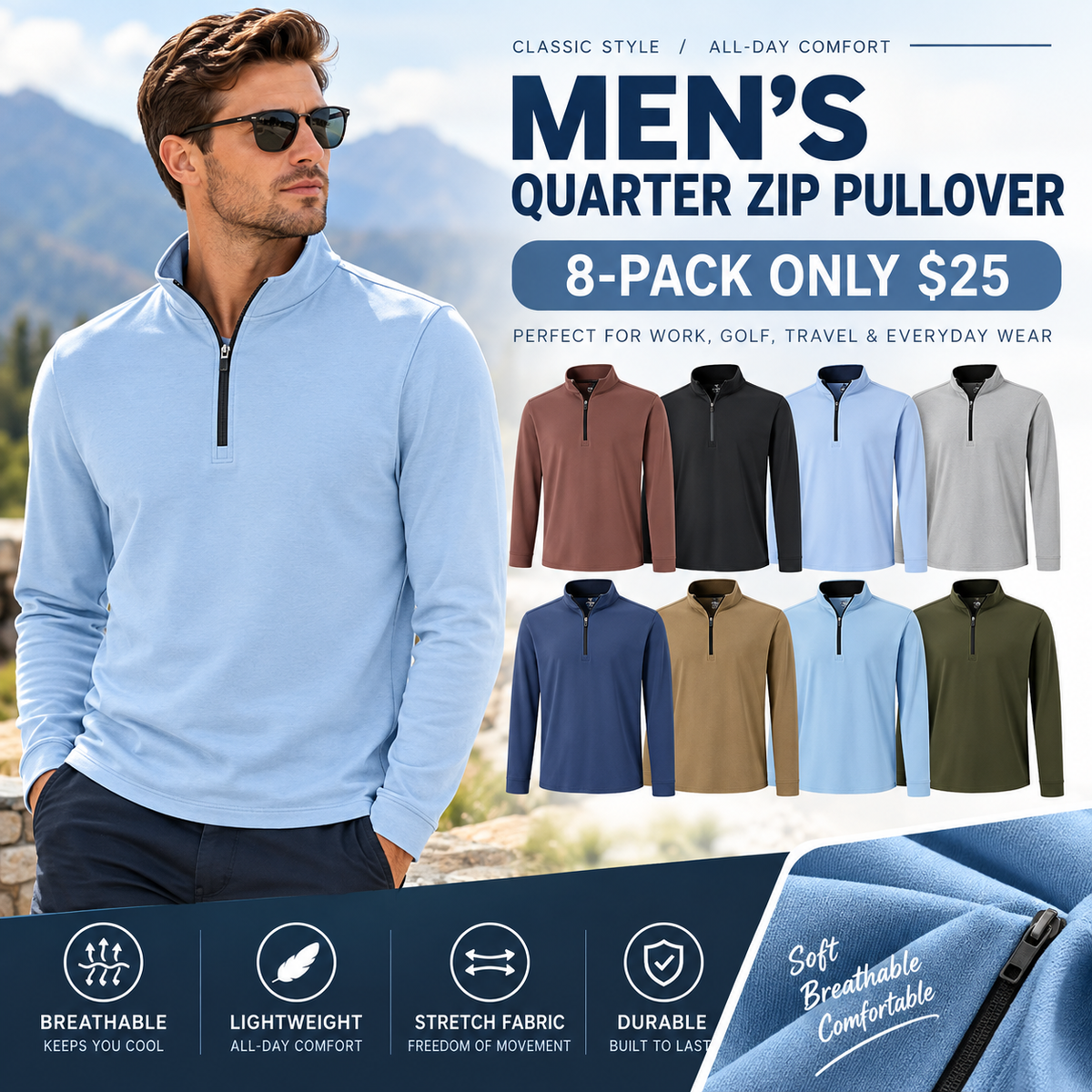 📦2026 Flash Sale | Men's Quarter Zip Golf Pullover