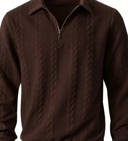 🔥Last Day Promotion!🔥Clearance Sale - Up to 90% Off-Men's Fall Winter Outfits Knitted Polo Neck Long Sleeve Sweatshirt for Daliy Wear