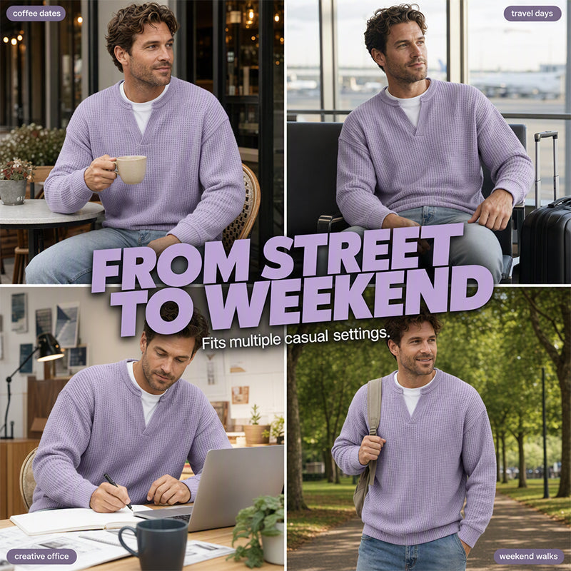 ⌛Limited-Time Offer Layered Comfort Waffle Tee